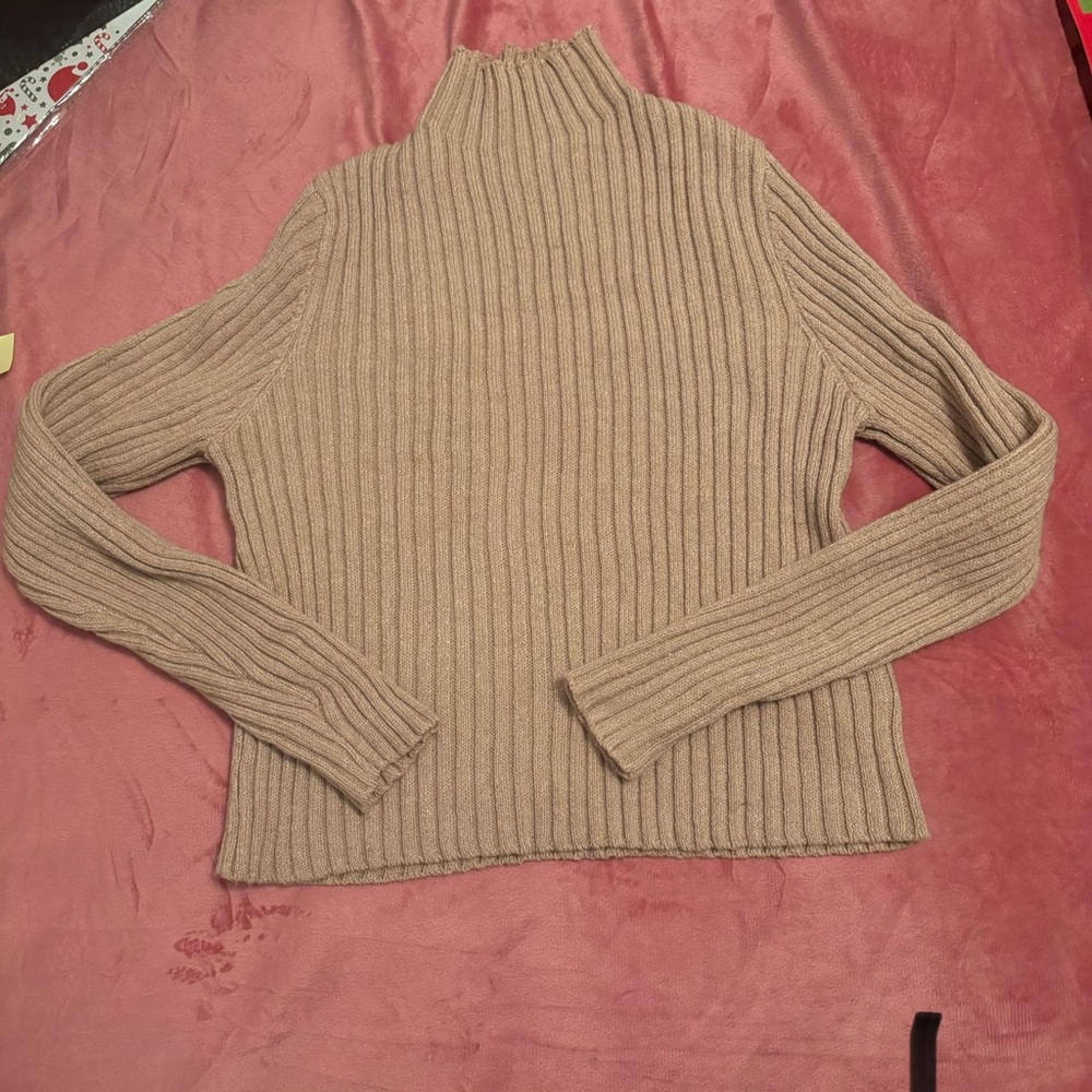 SHEIN Ribbed Beige Turtleneck Sweater
